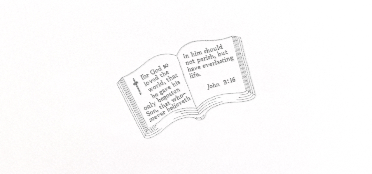 P 515 WT SL Bible John 3 16 White Silver Faux